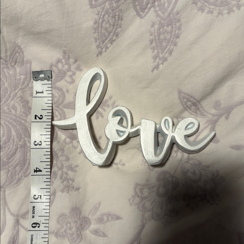 Chic White 'Love' Script Decor - Picture 3 of 5